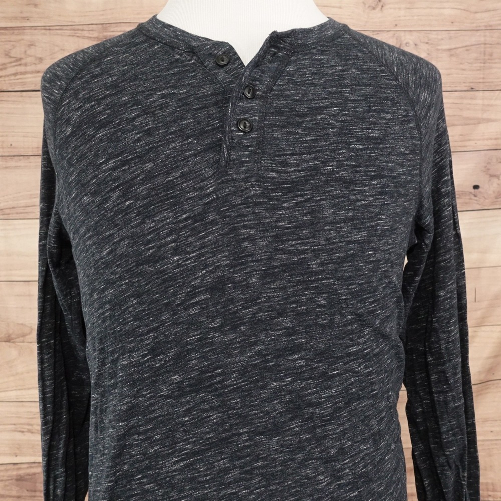 Goodfellow & Co Henley Shirt Mens Size M Gray Long Sleeve Space Dye Cotton Tee